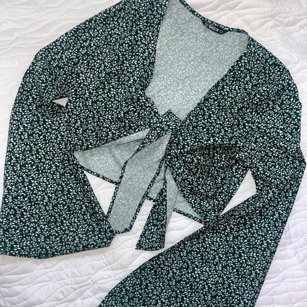 green floral top